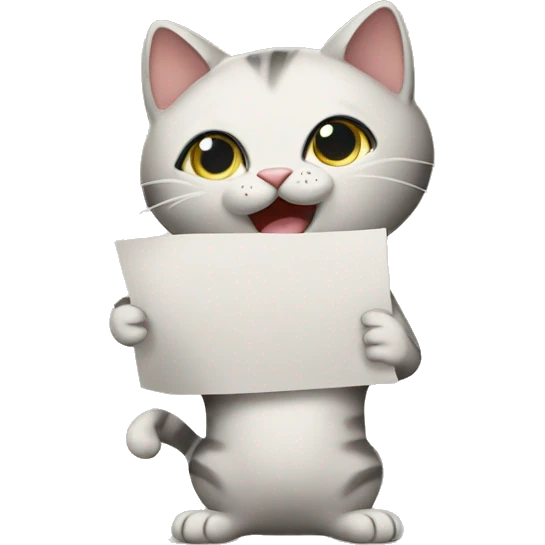 a cat holding a piece of paper that says anua emoji