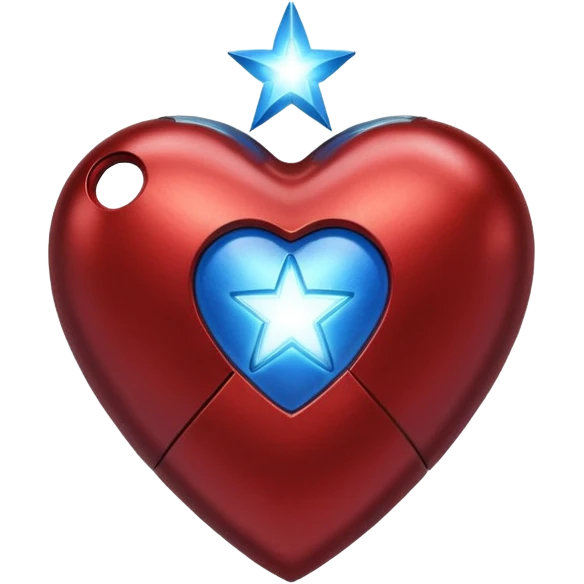 A red Iron Man heart with a glowing blue star in the center emoji