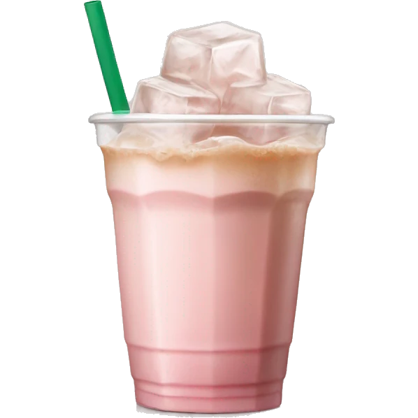 light pink starbucks ice coffee with ice cubes emoji