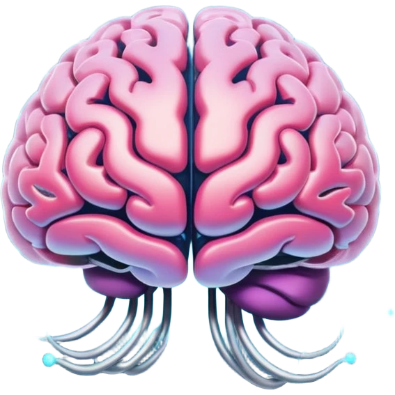 brain with glowing quantum particles around emoji