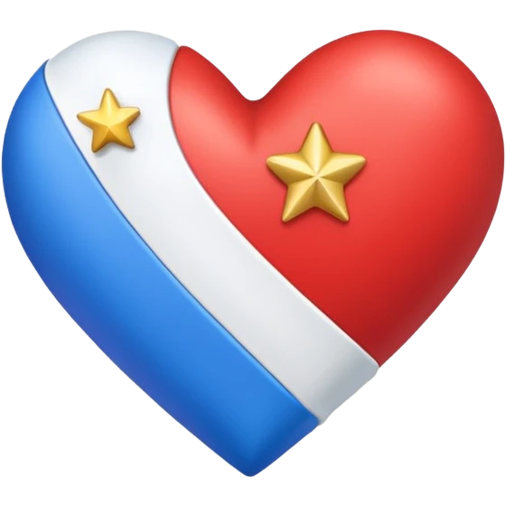 White ribbon wrapped red and blue heart Gold star emoji