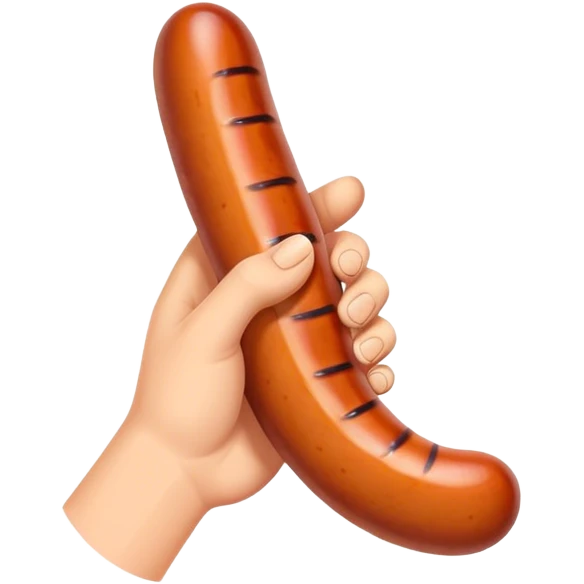 a hand holding a sausage emoji