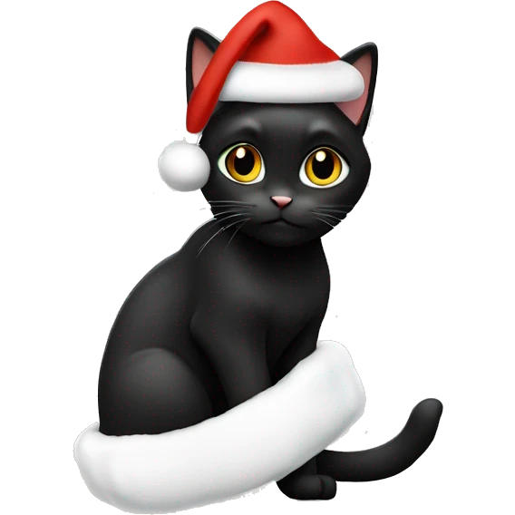 Black cat with Christmas hat ￼ emoji