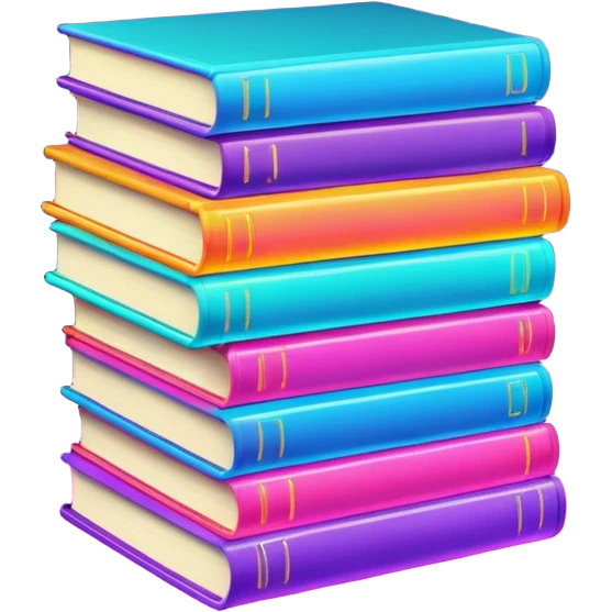 neon stack of books emoji