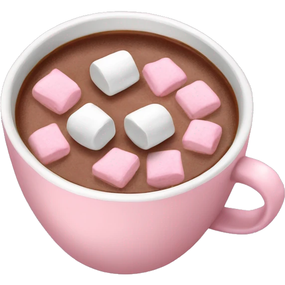 Light Pink mug of hot chocolate with marshmallows  emoji