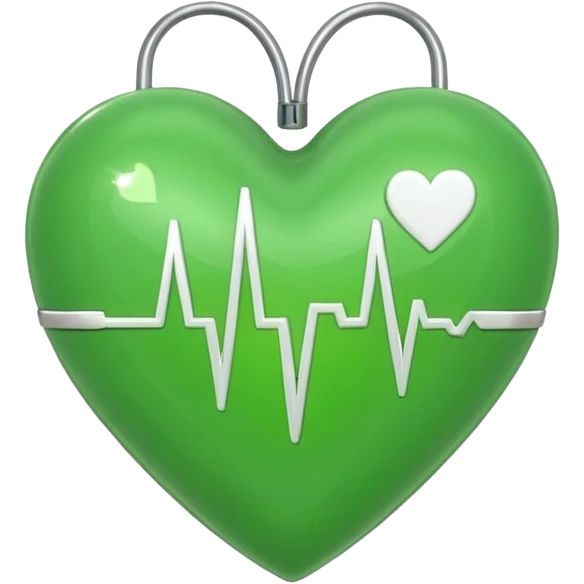 green heart with ECG heartbeat line emoji