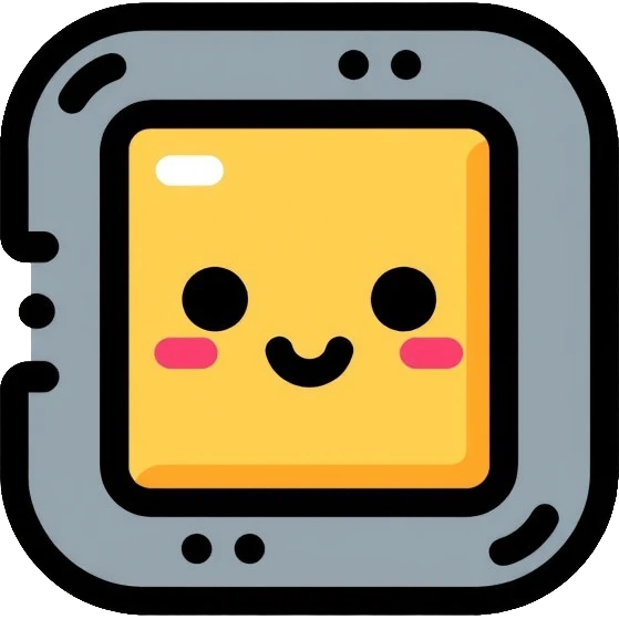 A small decorative AI chip pin with a cute face, representing a collectible AI accessory emoji