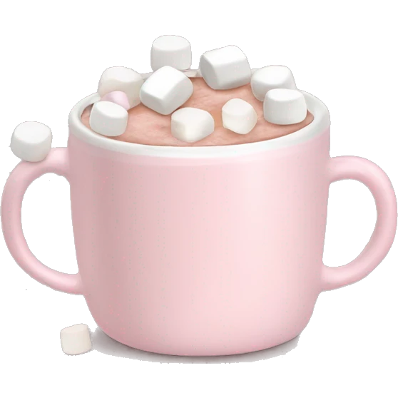 Light Pink mug of hot chocolate with marshmallows  emoji