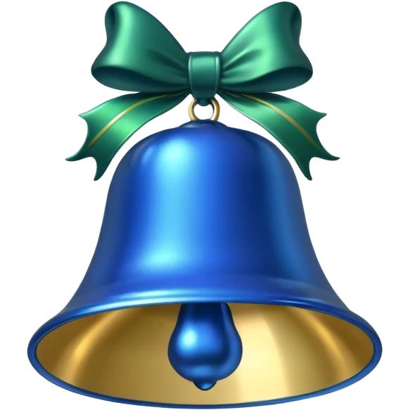 blue christmas bell with pine  emoji