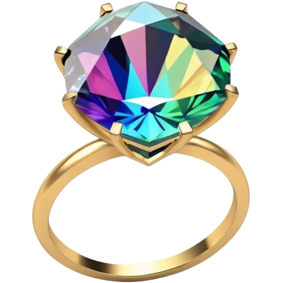 Multichrome coloringshifting 3D diamond, 14K Gold ring
 emoji