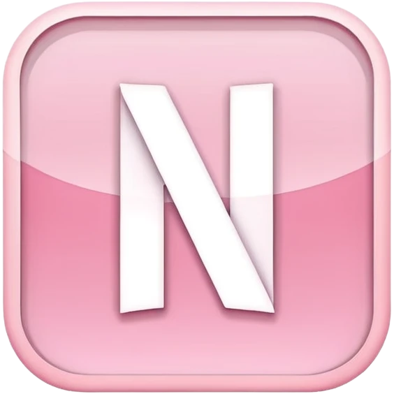 Netflix aesthetic "N" logo in pastel pink with white glowing outline around "N" emoji