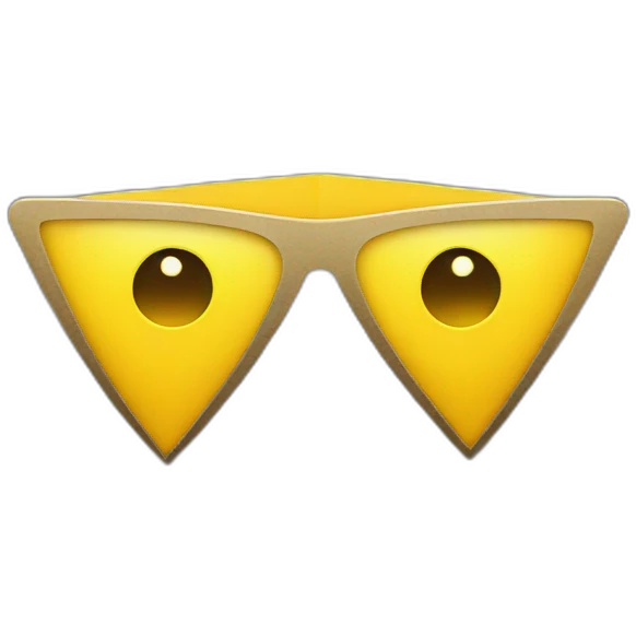 blank yellow emoji with triangle pointy glasses emoji