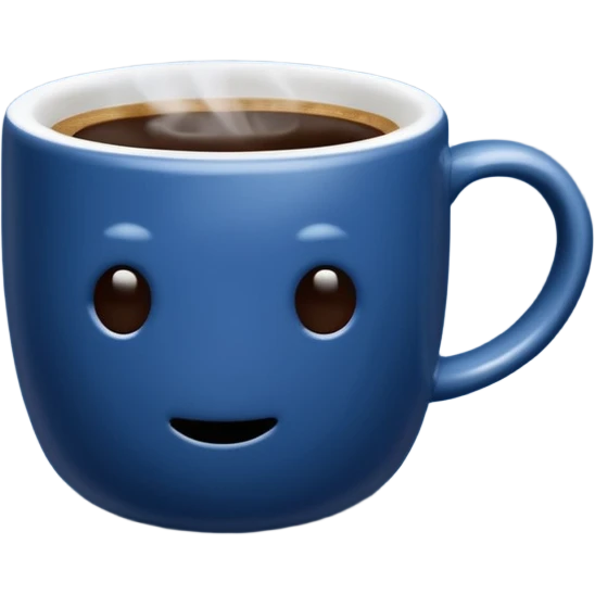 visibly steaming plain blue mug of coffee no face emoji