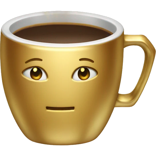 vintage Metallic Gold mug of coffe emoji