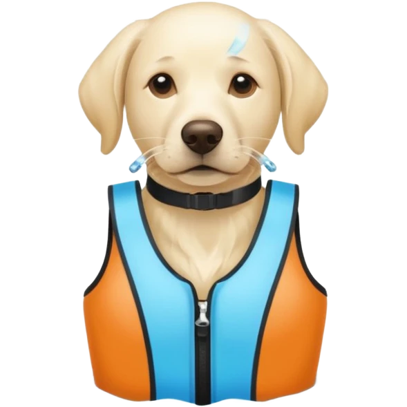 White labrador with snorkel and and swimmers vest emoji