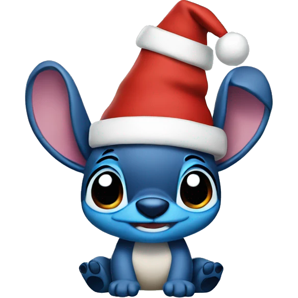 stitch wearing a christmas cap emoji