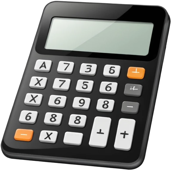 Minimalistic flat vector icon, iOS style, thin black contour on white background. Calculator and geometric shapes (triangle, circle). No text, no shadows. emoji