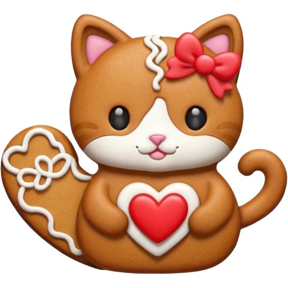 heart gingerbread kitty emoji