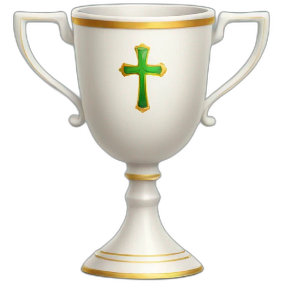 royal empty Christian cup for the winner with a cross emoji