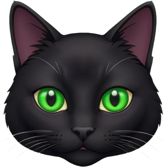 A beautiful cat black with Green eyes inter figure emoji