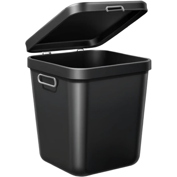 Black square trash can with opened lid emoji