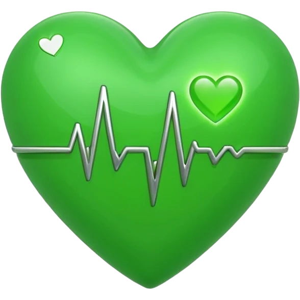 green heart with ECG heartbeat line emoji