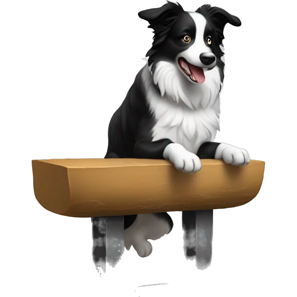 Border collie jumping over anvil emoji