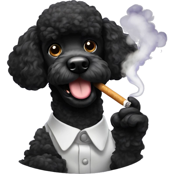 Black poodle smoking emoji