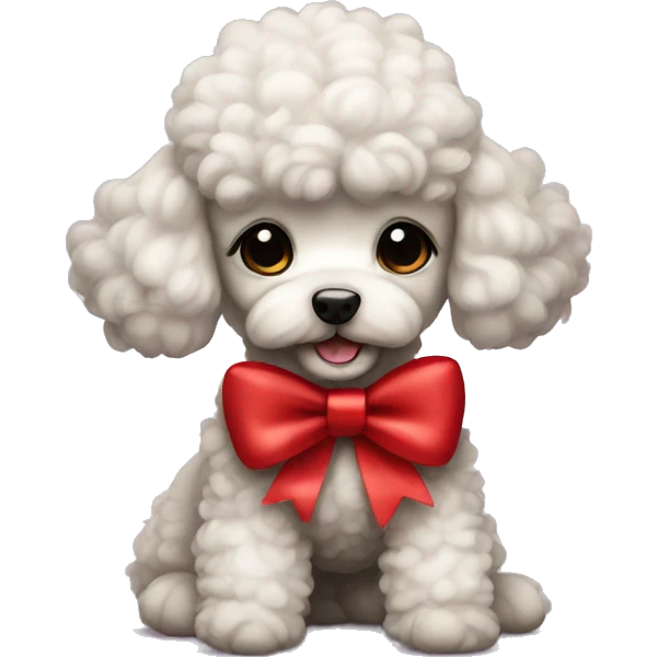 Baby poodle with red bow emoji