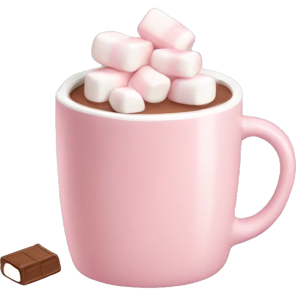 Light Pink mug of hot chocolate with marshmallows  emoji