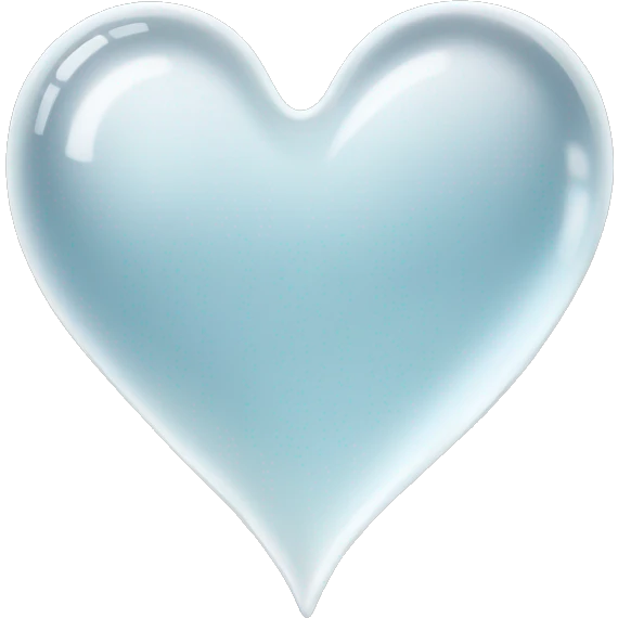 Glass clear white heart  emoji