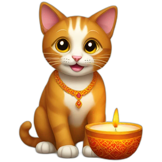 Cat with Diwali emoji