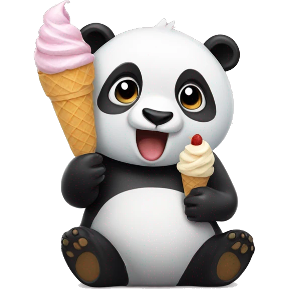 Panda eating ice cream emoji