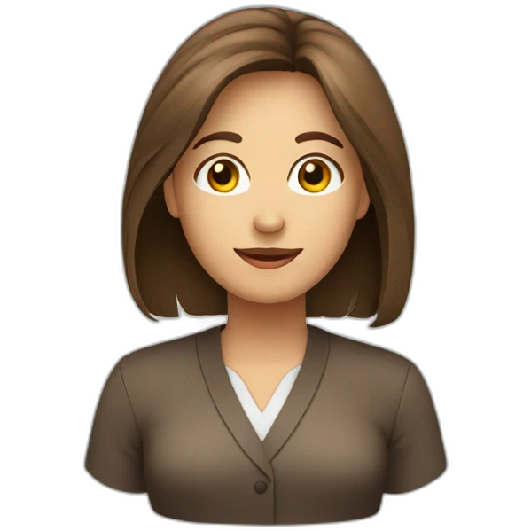 receptionist desk brown hair brown shirt emoji