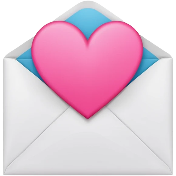 a white envelope featuring a bright pink heart in the center, on a solid light background emoji