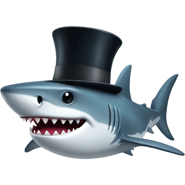 Shark with a top hat emoji