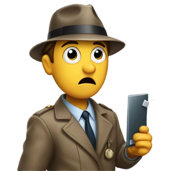 detective using a clue looking at a database and shocked to find that the database has inconsistencies emoji