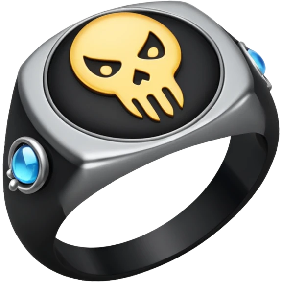 iOS emoji, minimal dark fantasy ring, black metal, flat emoji