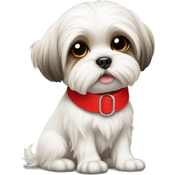 Maltese shih tzu dog wearing red collar sitting emoji