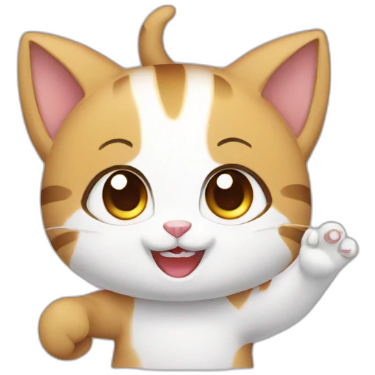 cute anime cat waving emoji