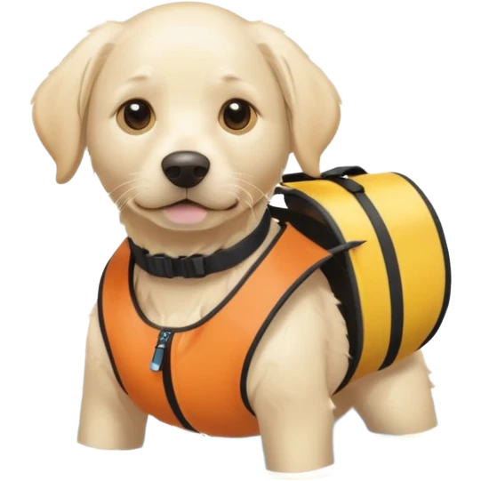 White labrador with snorkel and and swimmers vest emoji