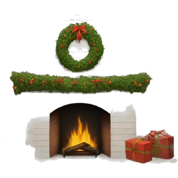 Brick Fireplace with wreath  emoji