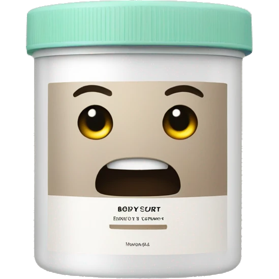 body scrub pot with label emoji