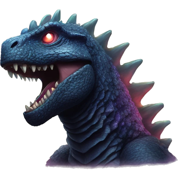 Dark iridescent godzilla glowing emoji
