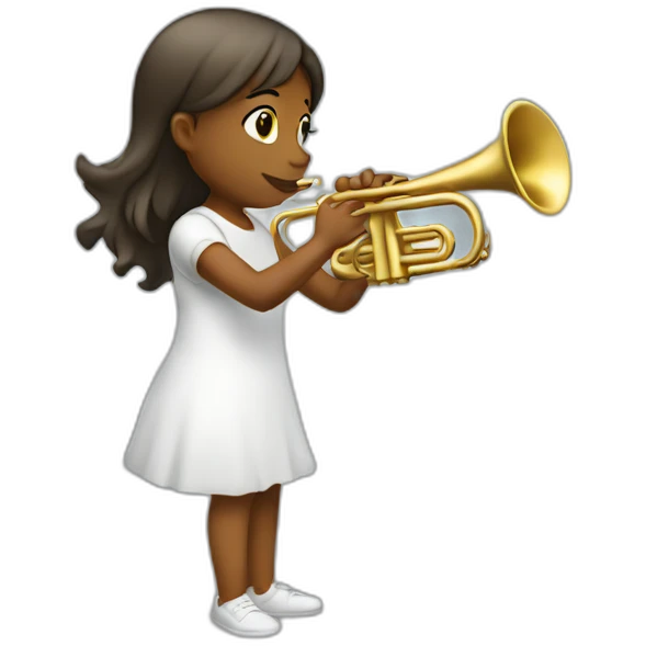 A girl playing white trumpet emoji