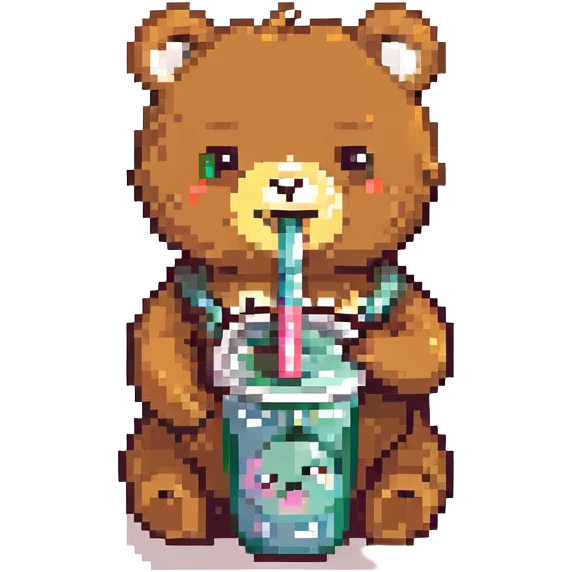 cute bear drinking boba tea emoji