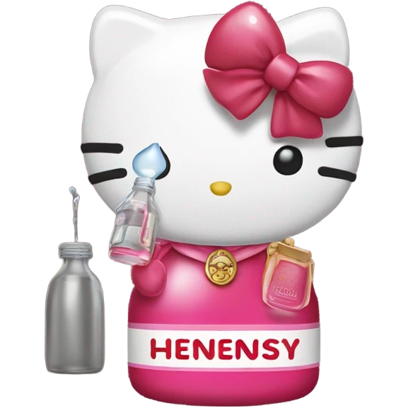 Hello kitty crying with tears holding Hennessy😭  emoji