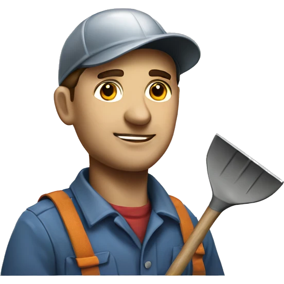 realistic Soviet worker with a shovel emoji