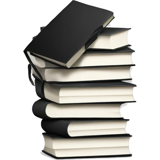 Stack of black and white books emoji