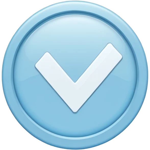 Simbolo de verificacion blanco adentro de un circulo celeste azul todo celeste sin lineas blancas a loa bordes emoji